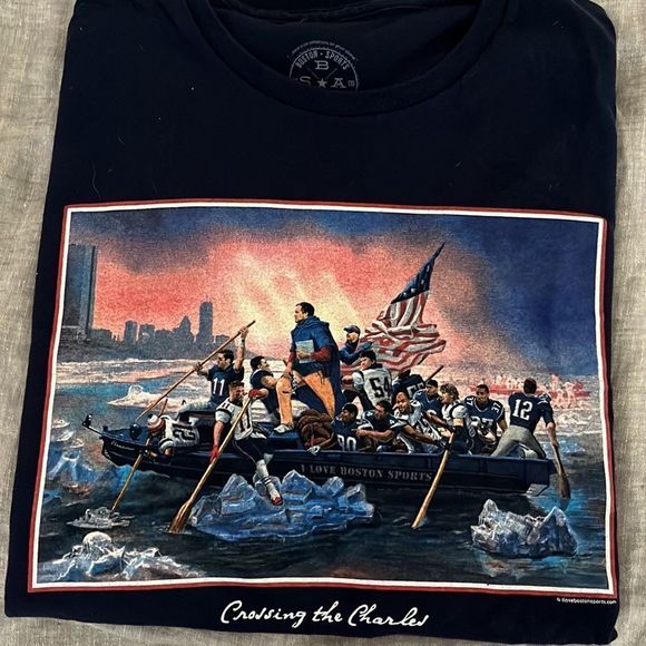New England Patriots Brady-Era T-Shirt “Crossing the Charles” - Picture 2 of 3